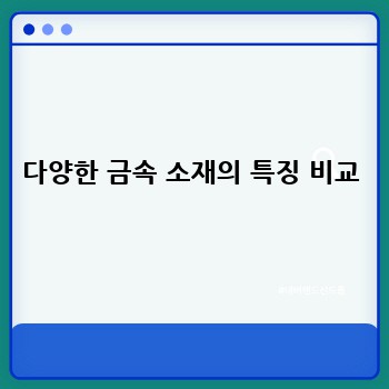 다양한 금속 소재의 특징 비교