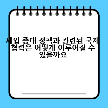 세입 증대 정책과 관련된 국제 협력은 어떻게 이루어질 수 있을까요