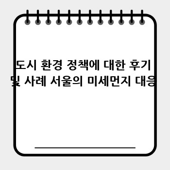 도시 환경 정책에 대한 후기 및 사례 서울의 미세먼지 대응