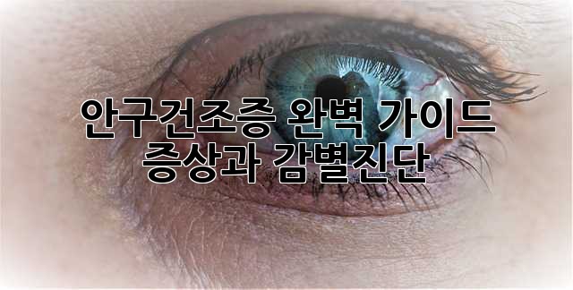 안구건조증 완벽 가이드: 증상과 감별진단