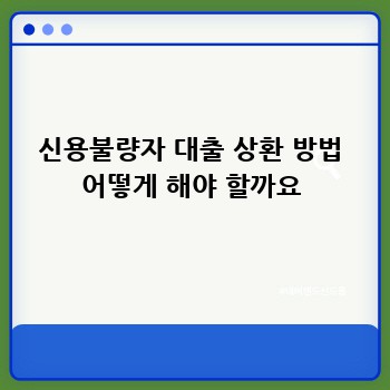 신용불량자 대출 상환 방법 어떻게 해야 할까요