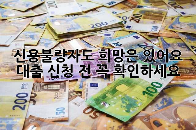 신용불량자도 희망은 있어요! 대출 신청 전 꼭 확인하세요!