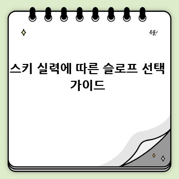 스키 실력에 따른 슬로프 선택 가이드