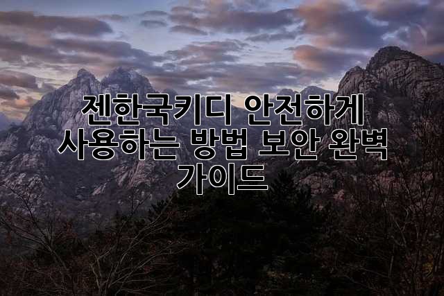 젠한국키디 안전하게 사용하는 방법: 보안 완벽 가이드