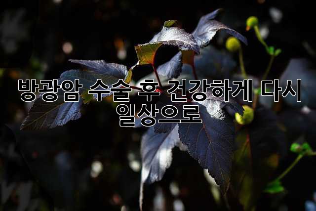 방광암 수술 후, 건강하게 다시 일상으로!