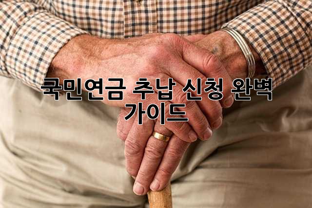 국민연금 추납 신청 완벽 가이드