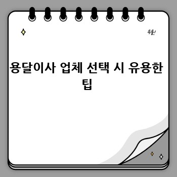 용달이사 업체 선택 시 유용한 팁