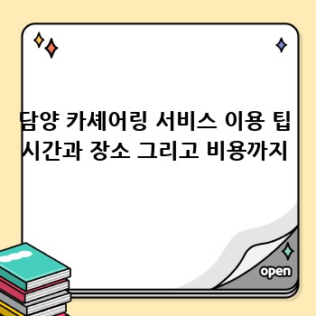 담양 카셰어링 서비스 이용 팁 시간과 장소 그리고 비용까지